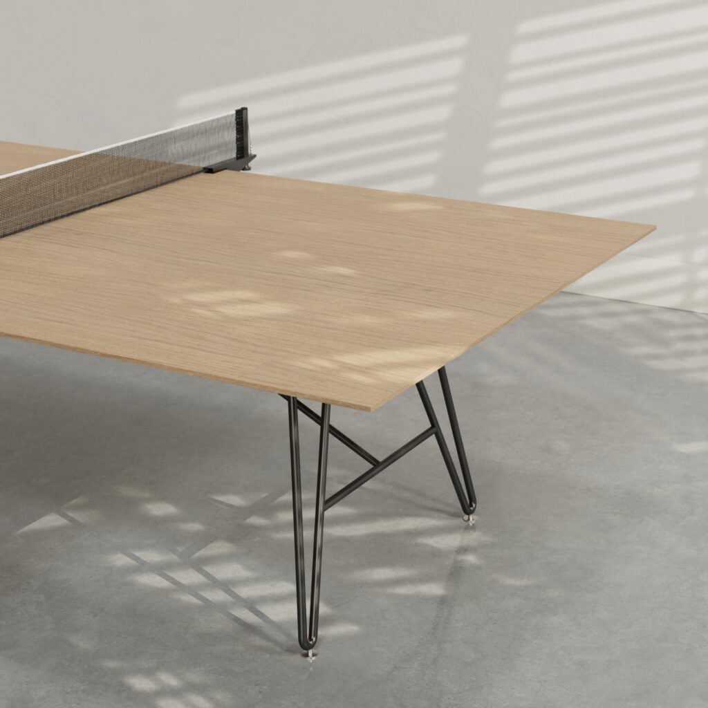 Black Clip Leg Ping-Pong Table with Oak Top
