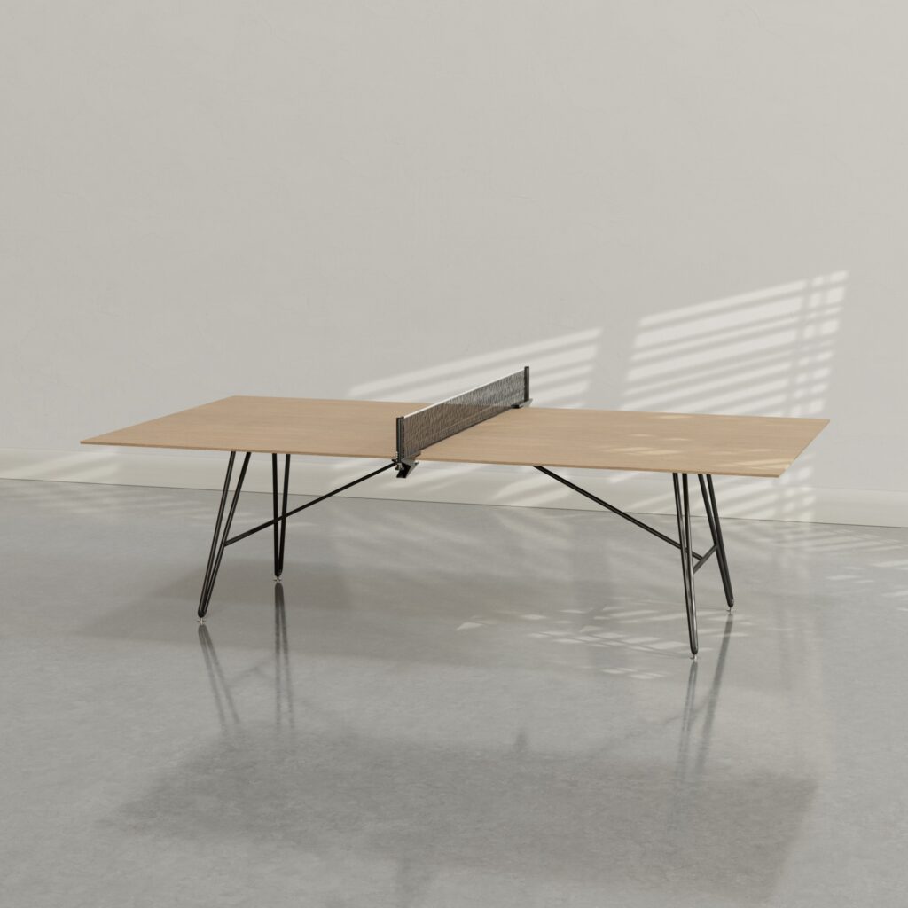 Black Clip Leg Ping-Pong Table with Oak Top