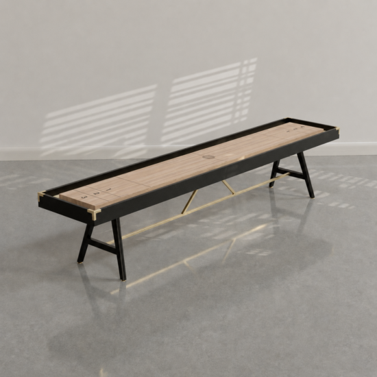 Black & Tan Shuffleboard Table with Polished Brass