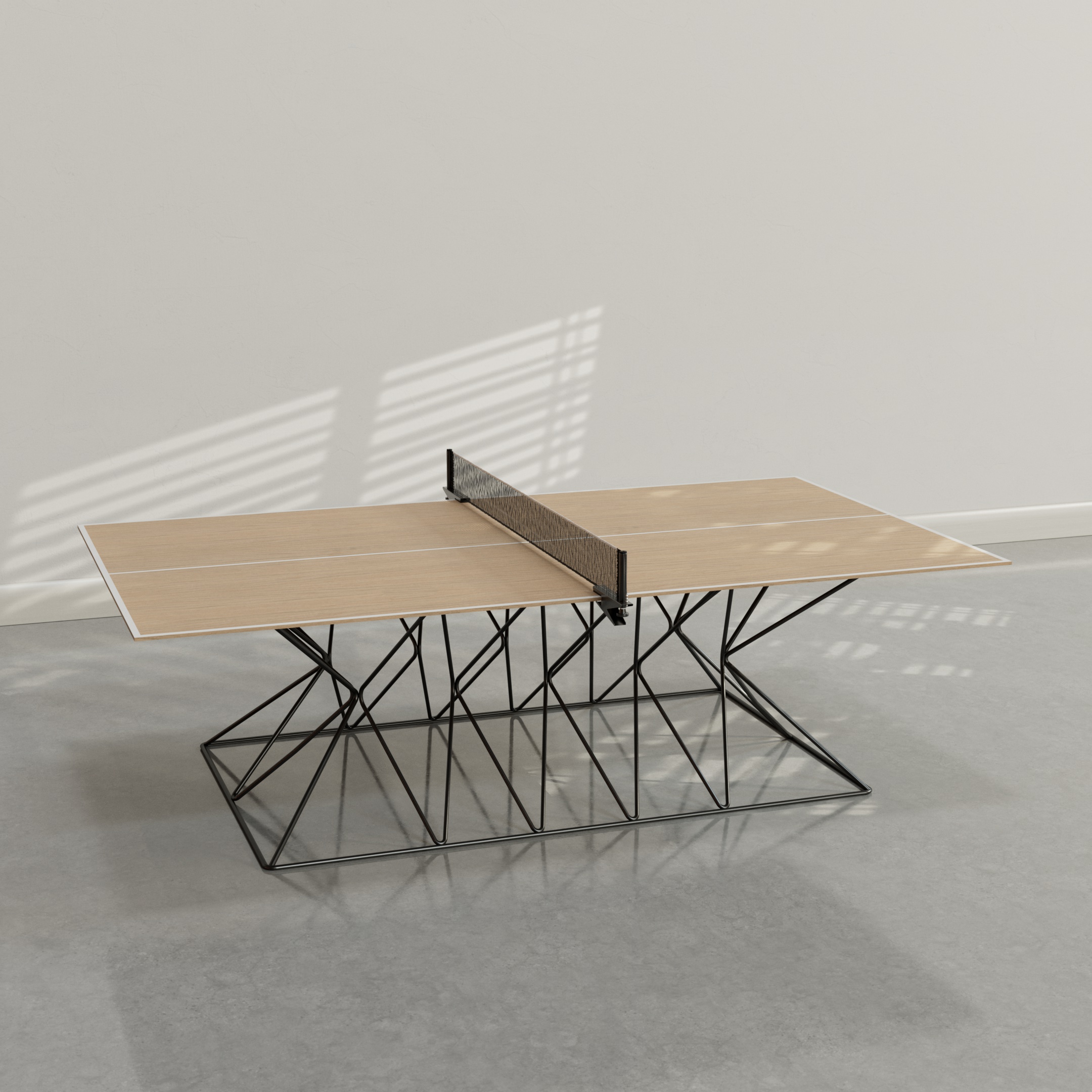 District Mills Black Hourglass Ping-Pong Table with Oak Top