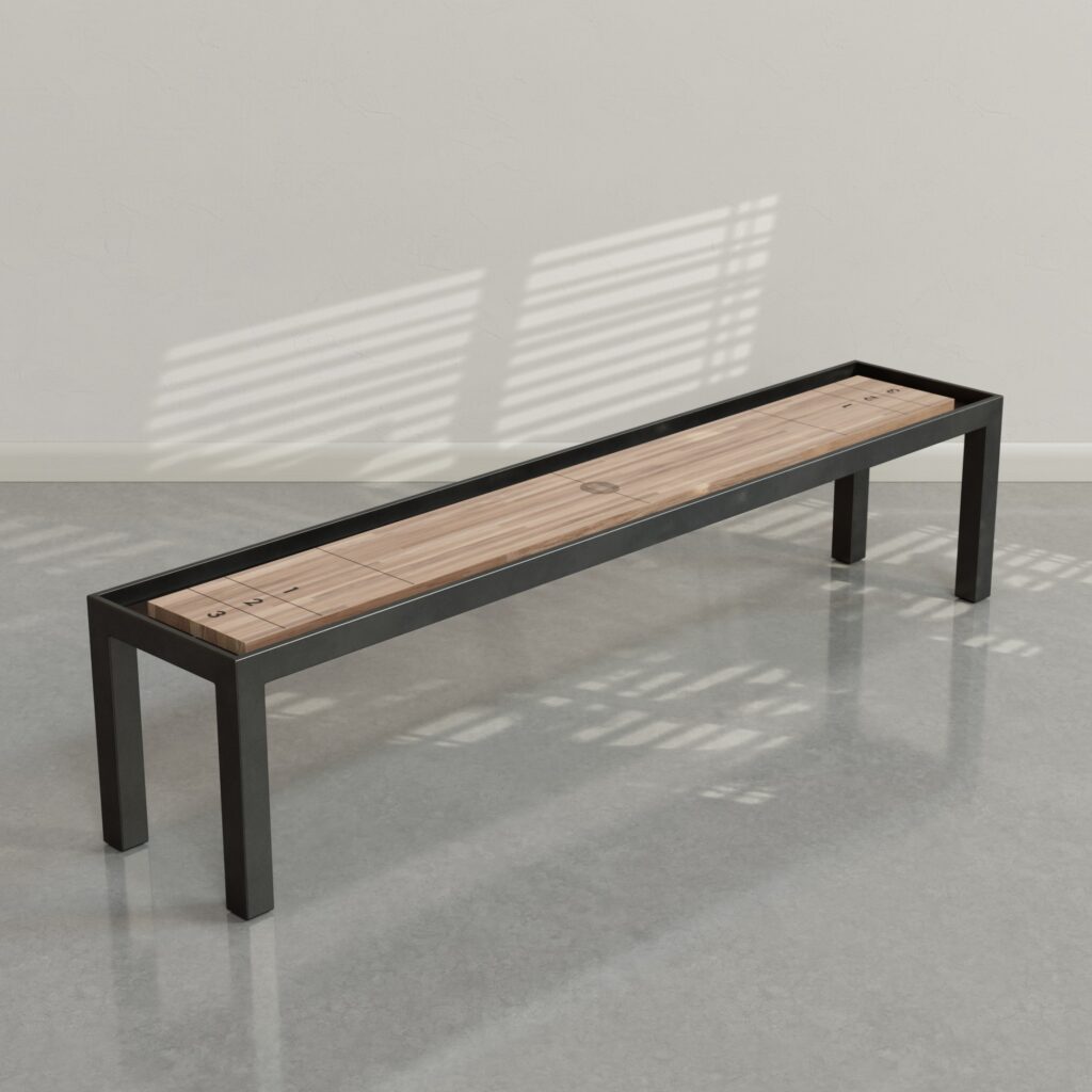 District Mills Steel Parsons Shuffleboard Table with Oak Playing surface