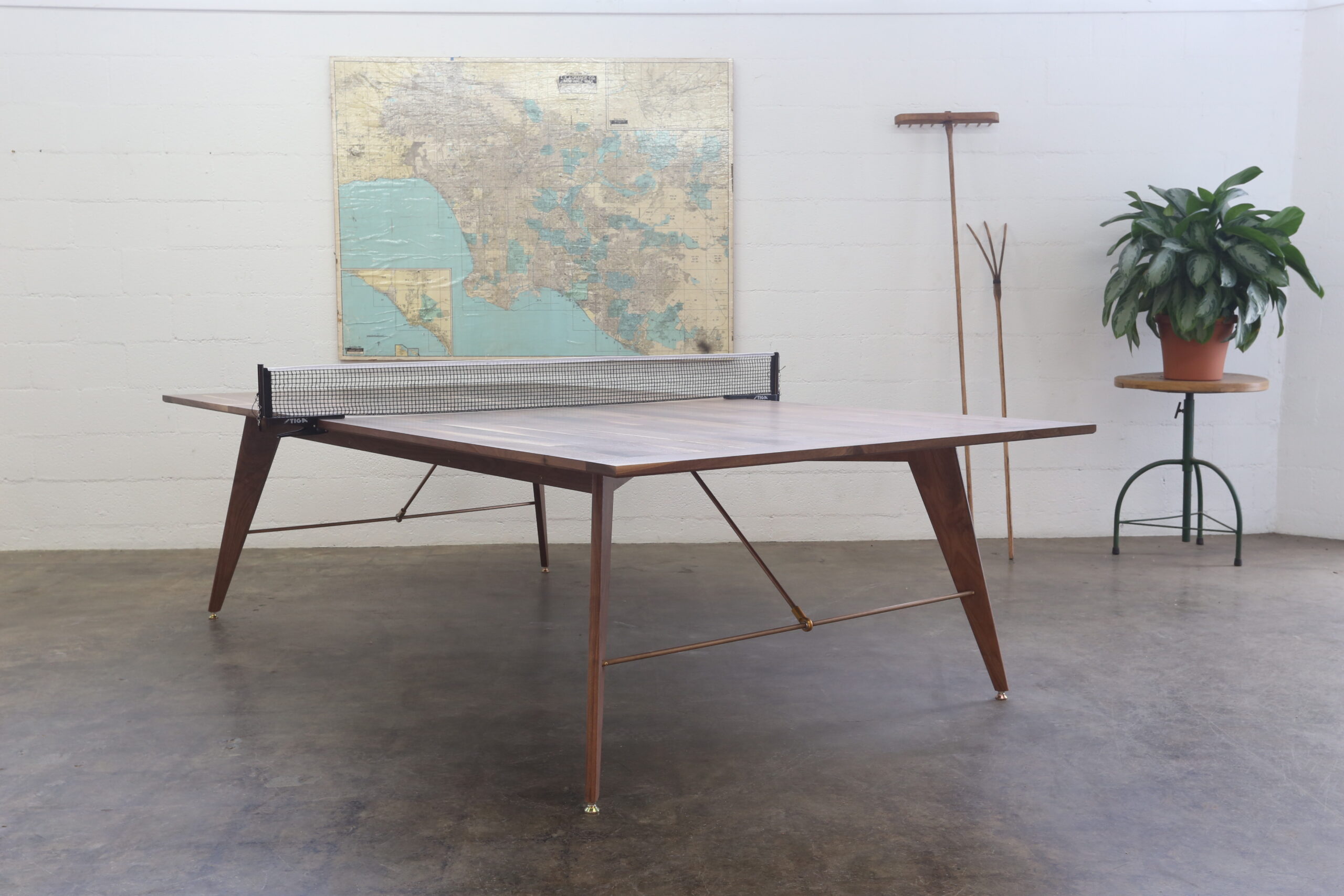 Featherlight Ping Pong Table, Natural Walnut Wood Frame and Walnut Top