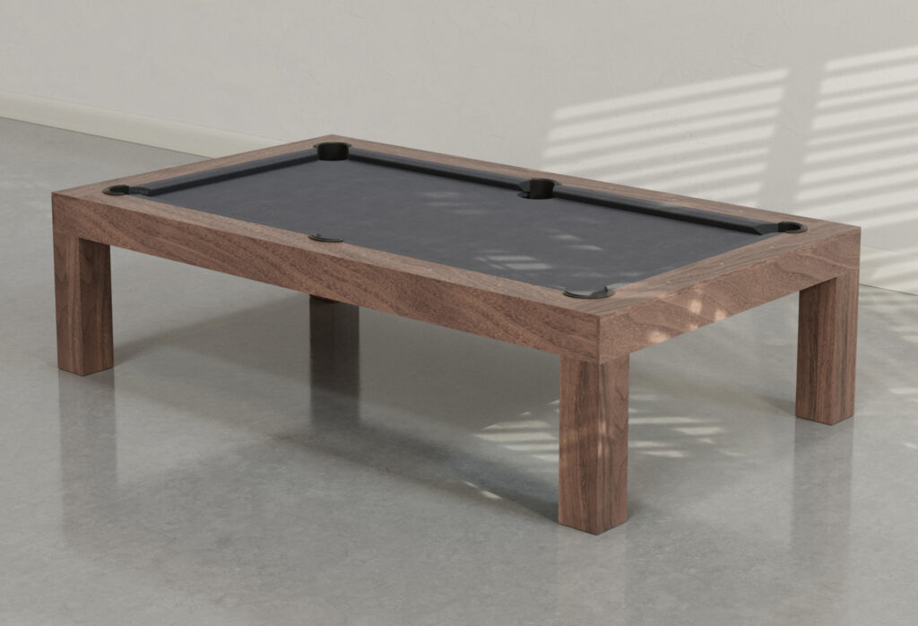 Natural Walnut Wood Parsons Pool Table with Slate Grey Cloth